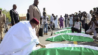 Niger President Mahamadou Issoufou received the bodies of the dead soldiers on Friday