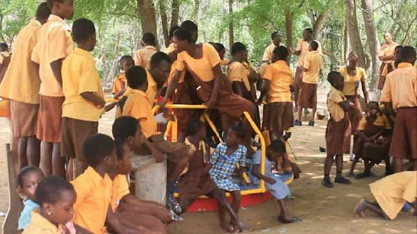 School children playing