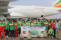 Ethiopian Squad upon their arrival in Cameroon | Photo credit: @ethiopiaff Facebook