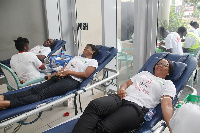 Staff donating their blood