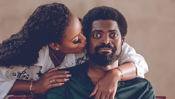 Basket Mouth pictured with wife