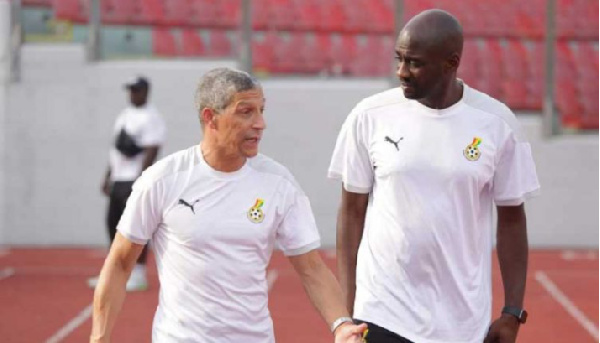 Black Stars head coach, Otto Addo and technical advisor Chris Hughton(L)