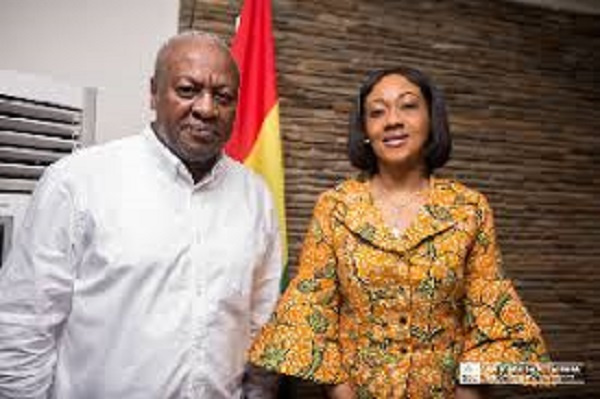 John Mahama with the EC Chairperson Jean Mensa during a 2019 meeting