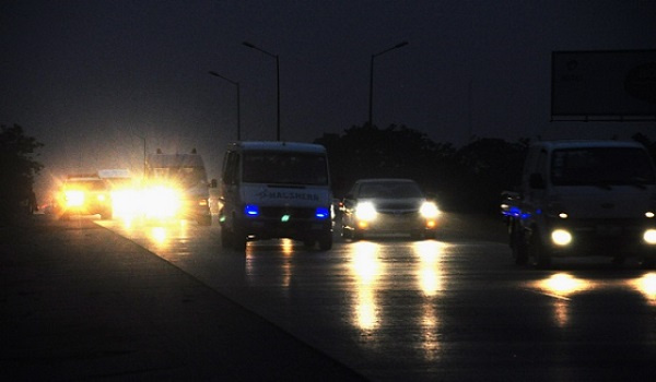 The Accra-Tema Motorway at night without street lights