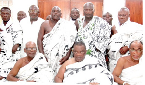 The newly installed chiefs were warmly welcomed to the forecourt of the Gbese Mantse Palace