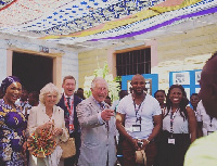 Yaw Ampofo Ankrah with Prince Charles and Samira Bawumia