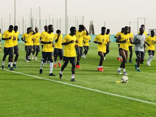 The Black Stars squad training at their camp