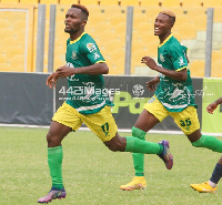 Issac Mintah celebrating his goal against Hearts of Oak