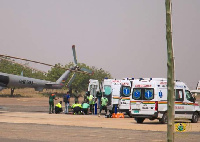 Shot of ambulances on the ground in Apiate