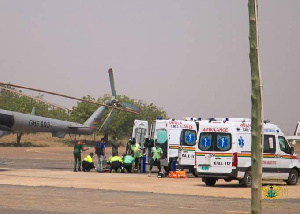 Shot of ambulances on the ground in Apiate