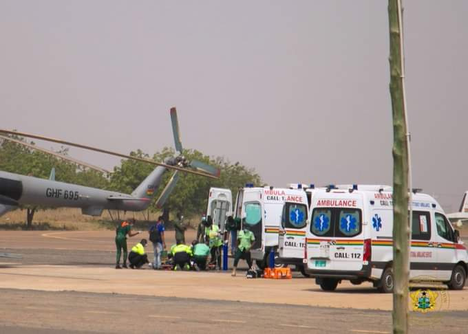 Shot of ambulances on the ground in Apiate