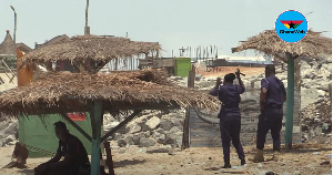 Police personnel on patrol at one of the beaches in Accra