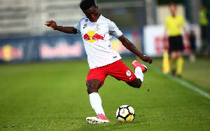 Gideon Mensah played part of Red Bull Salzburg's match against Chelsea