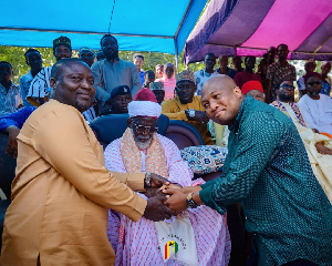 National Chief Imam And  Clemence Gyato Donate Relief Items To Dam Spillage Victims.jpeg