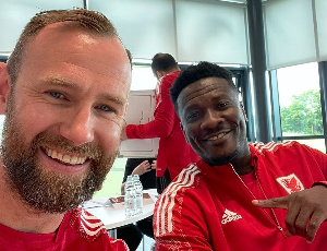 Asamoah Gyan With Coaching Course Colleague