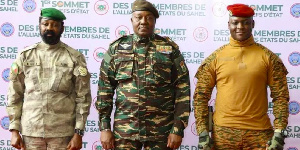 L-R: Col Assimi Goïta, General Abdourahamane Tchiani, Capt Ibrahim Traoré