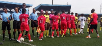 A cross-section of players and officials during a match between Royal Queens and Osun Babes