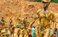 A photo of small-scale miners on site