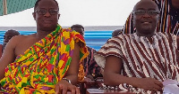 Vice President Dr. Mahamudu Bawumia (R) with John Peter Amewu (L)