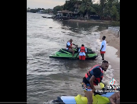 Andre on the jet ski and Jordan about to get on