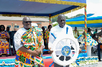 Captain Ebenezer Kojo Afadzi (left) and Peter Amo Bediako (right) during handover ceremony