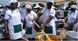 School feeding caterers in the process of cooking