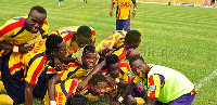 Players of Hearts of Oak in a jubilant mood