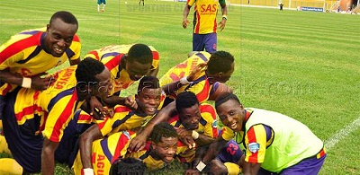 Jubilant Hearts of Oak players jubilating their victory over Kotoko last Sunday