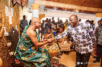 Alan Kyerematen in a handshake with the Goasohene