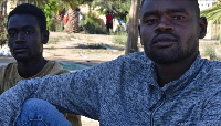 Hassan Mahjoub and Abkar Yaguop at a refugee camp in Sfax, Tunisia