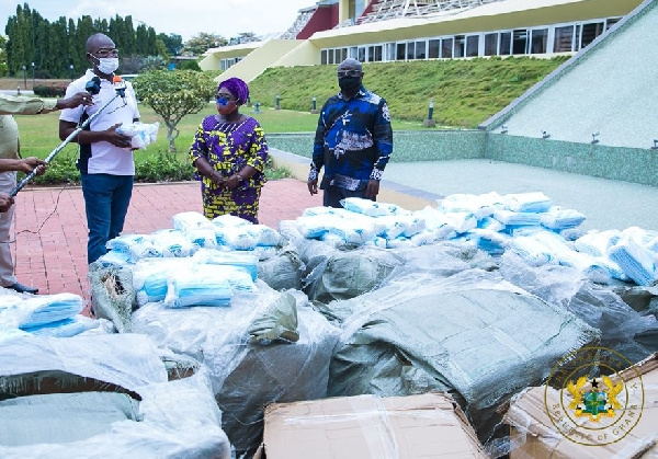 MP for Assin Central, Kennedy Agyapong handing over the items to the Chief of Staff