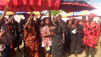 Chief of Senchi and Nifahene of the Akwamu Traditional Area with his people