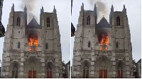 Nantes cathedral on fire