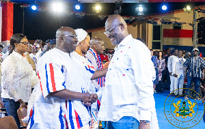 Kennedy Agyapong, Assin Central MP greets Bawumia at the Accra Sports Stadium | File photo