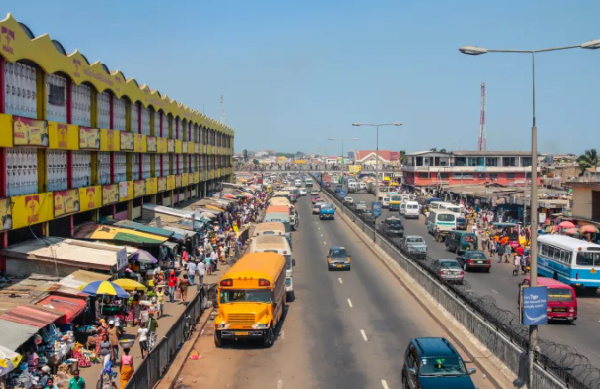 People walking in the big market in Accra