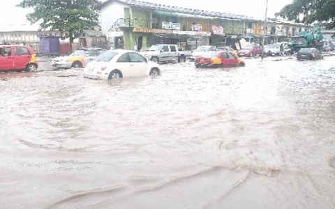 The flood, which came as a result of the spillover from River Pra, has rendered many people homeless