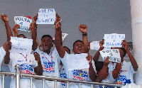 Supporters display the 'Volta 4 Bawumia' poster at the venue