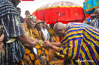 Dr Bawumia in a handshake with the chief of the land