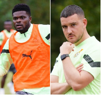 Thomas Partey and Arsenal physio, Simon Murphy