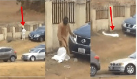 Man carelessly disposing PPE by roadside | Screenshot from Akahi