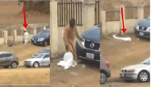 Man carelessly disposing PPE by roadside | Screenshot from Akahi