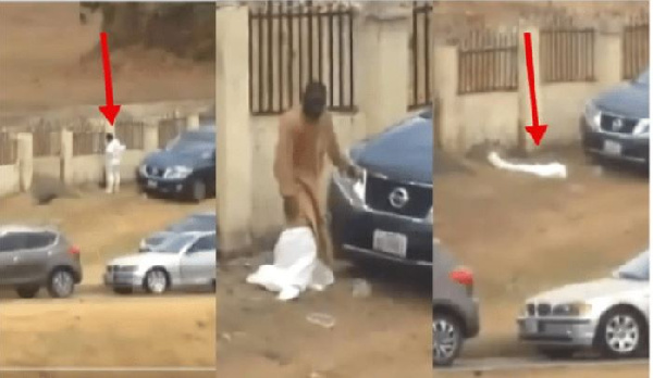 Man carelessly disposing PPE by roadside | Screenshot from Akahi