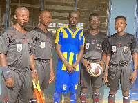 Kwadwo Nkansah ‘Lil Win’ with match officials