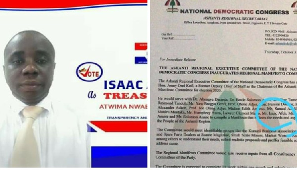 Isaac Afreh has been identified as the mole planted in the NDC by the Ashanti Regional NPP Chairman