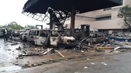 Remains of the GOIL fuel station that burnt