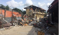 Etemeteh hotel in ruins after demolition