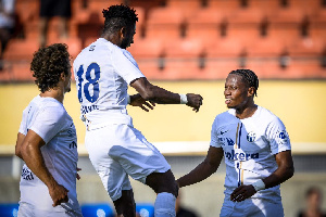 Daniel Afriyie Barnieh celebrating with his teammates