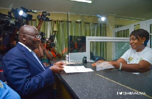 Vice President Dr Mahamadu Bawumia presents his tax forms at the GRA Friday