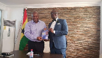 Former President John Mahama (Left) and CEO of EIB Network Kwabena Anokye Adisi (Right)