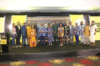 A group picture of the MTN CEO with jury and award winners after the event